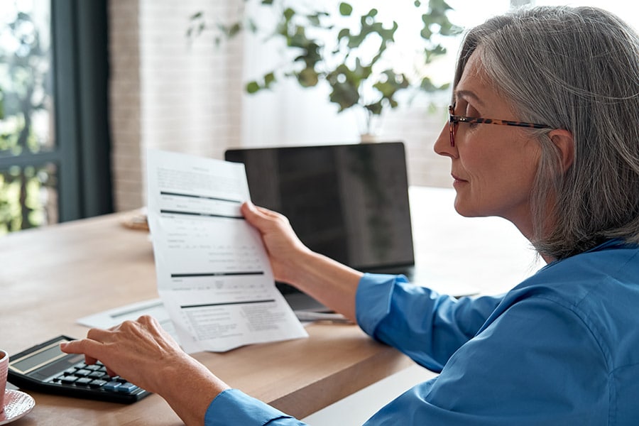 Woman reviewing pension plan