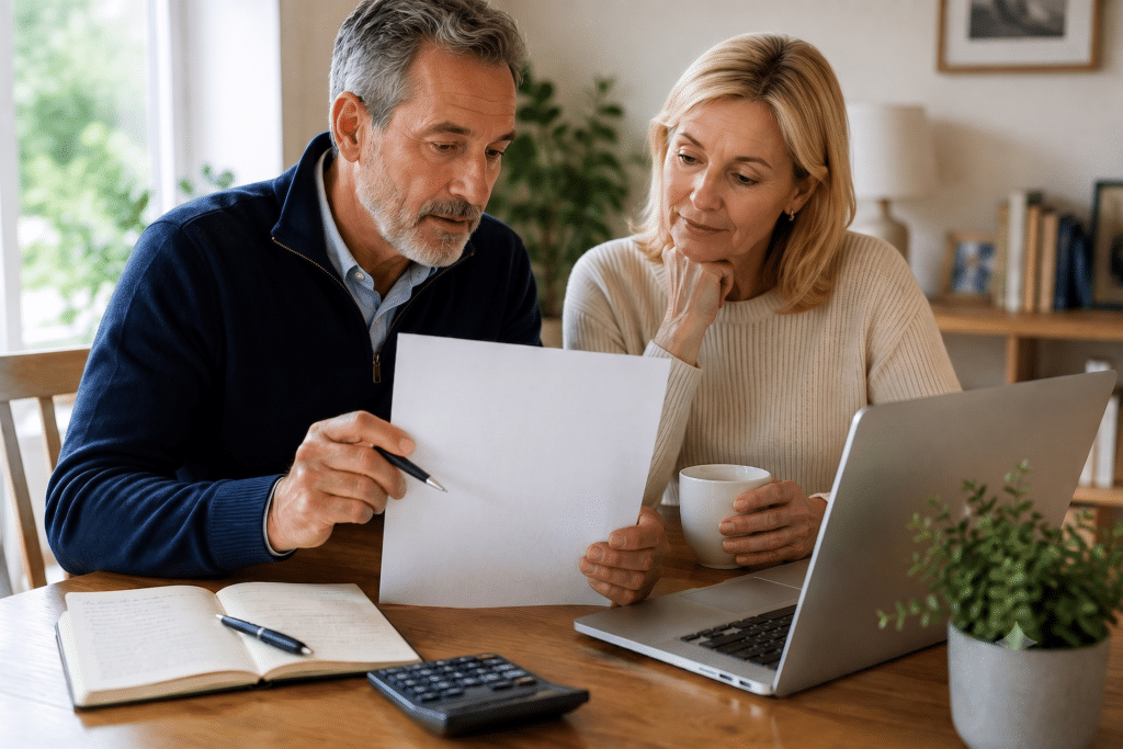 Person reviewing pension withdrawal options and retirement plans at home