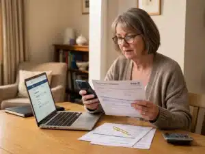 Person reviewing pension withdrawal emergency tax after receiving less money than expected
