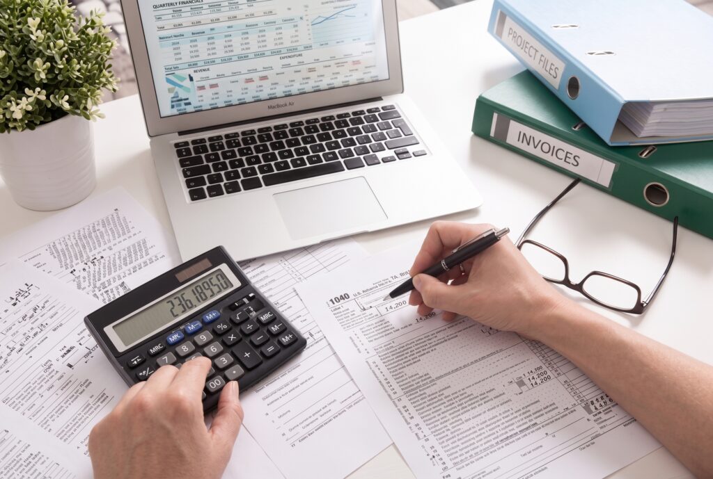 Reviewing financial figures and pension growth for retirement planning