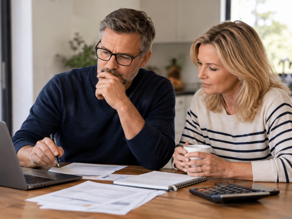 Couple deciding whether to overpay mortgage or invest while reviewing household finances